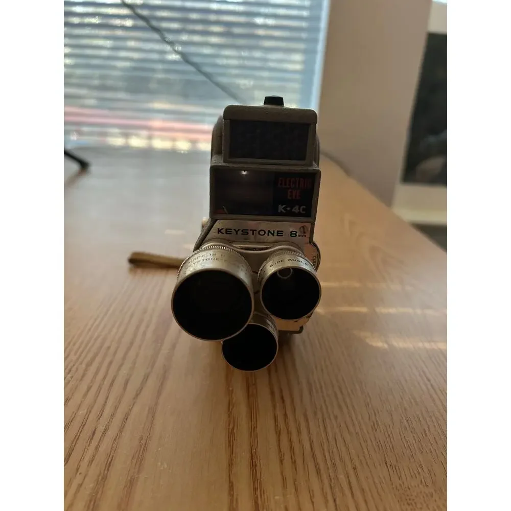 Vintage 1950's Keystone K-4C Electric Eye 8MM Movie Camera Wide Angle 3 Lens